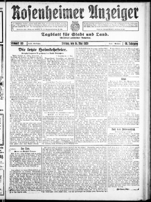 Rosenheimer Anzeiger Freitag 14. Mai 1920