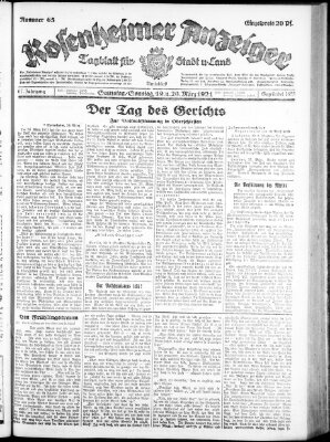 Rosenheimer Anzeiger Sonntag 20. März 1921