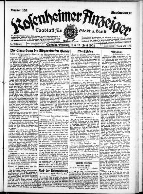 Rosenheimer Anzeiger Samstag 11. Juni 1921