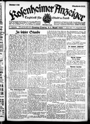 Rosenheimer Anzeiger Sonntag 7. August 1921