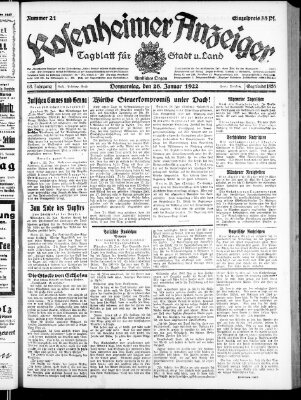 Rosenheimer Anzeiger Donnerstag 26. Januar 1922
