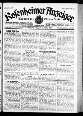 Rosenheimer Anzeiger Samstag 11. März 1922