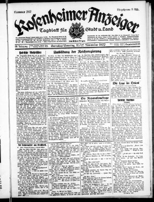 Rosenheimer Anzeiger Samstag 11. November 1922