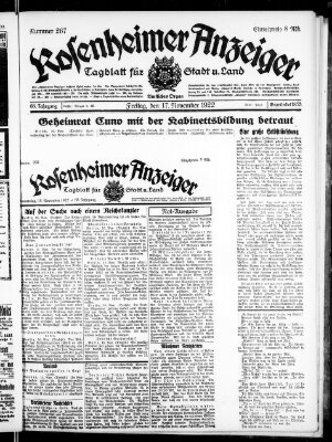 Rosenheimer Anzeiger Donnerstag 16. November 1922