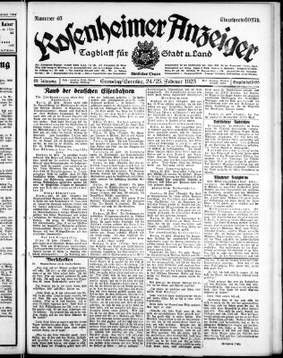 Rosenheimer Anzeiger Samstag 24. Februar 1923