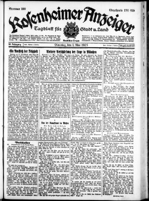 Rosenheimer Anzeiger Dienstag 1. Mai 1923