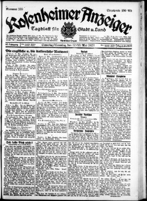 Rosenheimer Anzeiger Samstag 12. Mai 1923