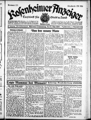 Rosenheimer Anzeiger Donnerstag 31. Mai 1923