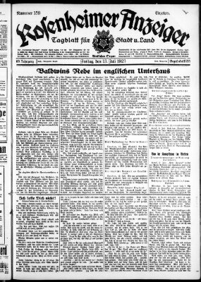 Rosenheimer Anzeiger Freitag 13. Juli 1923