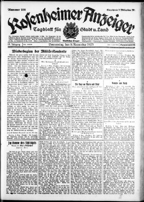 Rosenheimer Anzeiger Donnerstag 8. November 1923