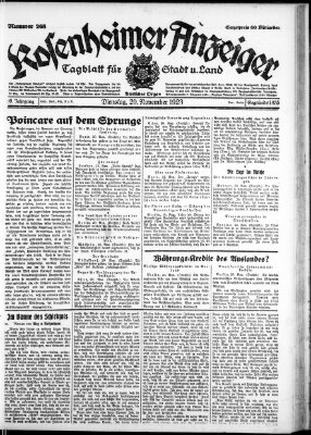 Rosenheimer Anzeiger Dienstag 20. November 1923