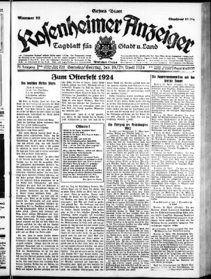 Rosenheimer Anzeiger Sonntag 20. April 1924