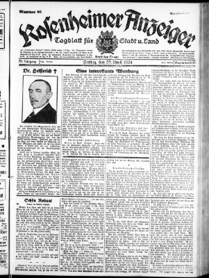 Rosenheimer Anzeiger Freitag 25. April 1924