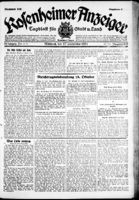 Rosenheimer Anzeiger Mittwoch 17. September 1924