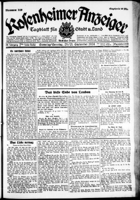 Rosenheimer Anzeiger Sonntag 21. September 1924