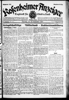 Rosenheimer Anzeiger Dienstag 23. September 1924