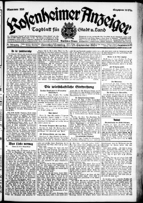 Rosenheimer Anzeiger Sonntag 28. September 1924