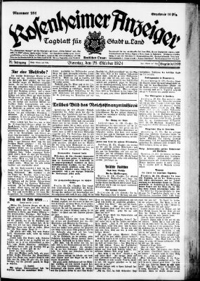 Rosenheimer Anzeiger Dienstag 28. Oktober 1924