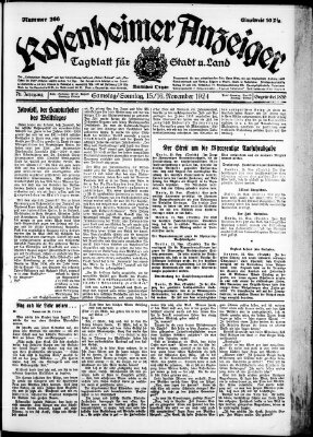 Rosenheimer Anzeiger Samstag 15. November 1924