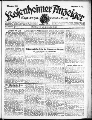 Rosenheimer Anzeiger Montag 29. Dezember 1924