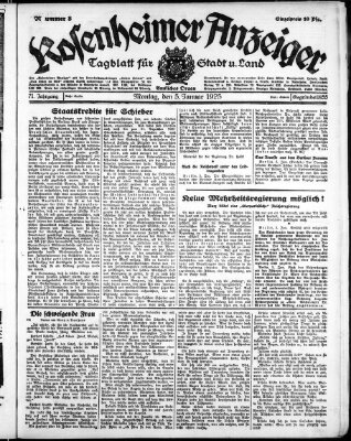 Rosenheimer Anzeiger Montag 5. Januar 1925