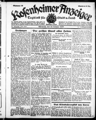 Rosenheimer Anzeiger Mittwoch 14. Januar 1925