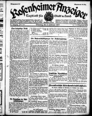Rosenheimer Anzeiger Dienstag 3. Februar 1925