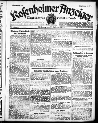 Rosenheimer Anzeiger Mittwoch 18. Februar 1925