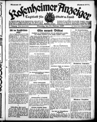 Rosenheimer Anzeiger Dienstag 24. Februar 1925
