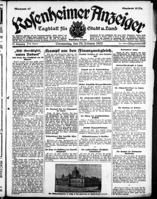 Rosenheimer Anzeiger Donnerstag 26. Februar 1925