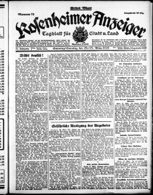 Rosenheimer Anzeiger Samstag 28. März 1925
