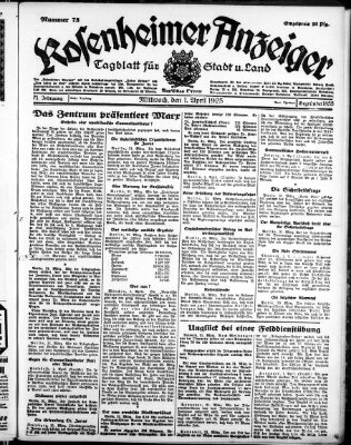 Rosenheimer Anzeiger Mittwoch 1. April 1925
