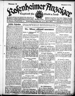 Rosenheimer Anzeiger Samstag 4. April 1925