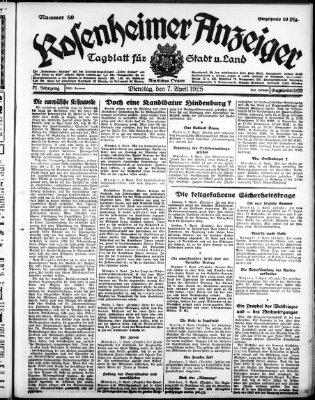 Rosenheimer Anzeiger Dienstag 7. April 1925