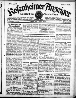 Rosenheimer Anzeiger Freitag 1. Mai 1925