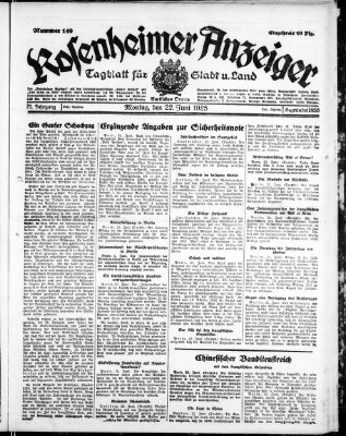 Rosenheimer Anzeiger Montag 22. Juni 1925