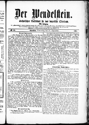 Wendelstein Donnerstag 27. September 1883