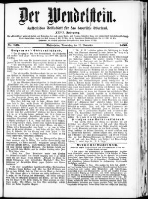 Wendelstein Donnerstag 12. November 1896