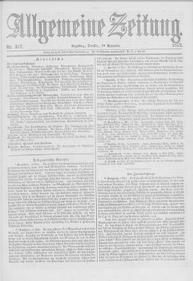 Allgemeine Zeitung Dienstag 12. November 1872