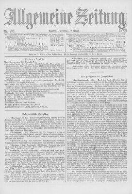 Allgemeine Zeitung Sonntag 18. August 1872