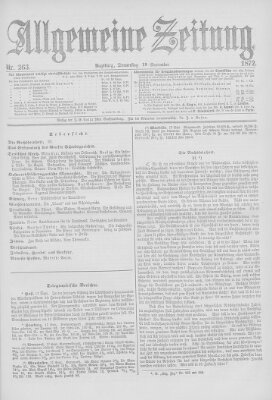 Allgemeine Zeitung Donnerstag 19. September 1872