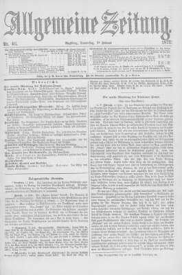 Allgemeine Zeitung Donnerstag 15. Februar 1872