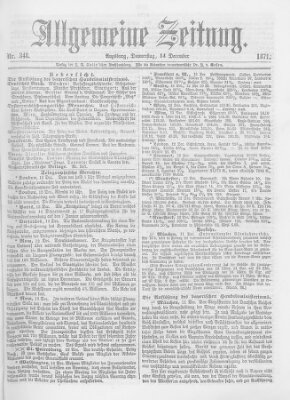 Allgemeine Zeitung Donnerstag 14. Dezember 1871