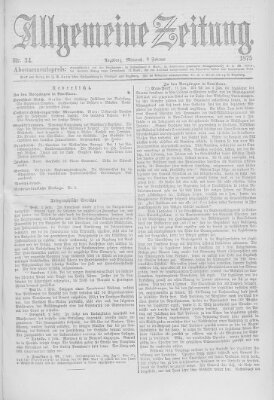 Allgemeine Zeitung Mittwoch 3. Februar 1875