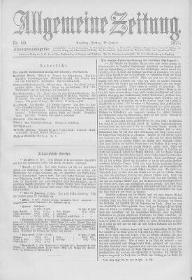 Allgemeine Zeitung Freitag 19. Februar 1875