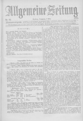 Allgemeine Zeitung Samstag 6. März 1875