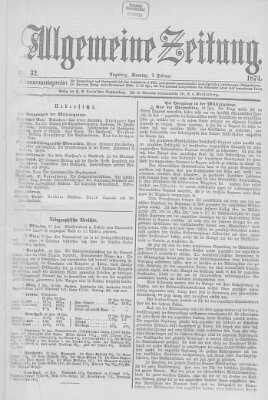 Allgemeine Zeitung Sonntag 1. Februar 1874