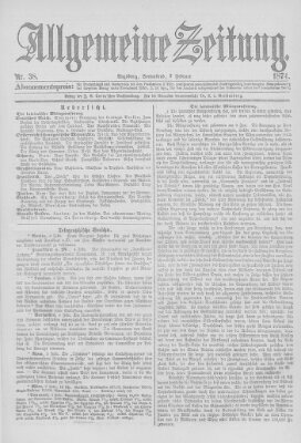 Allgemeine Zeitung Samstag 7. Februar 1874