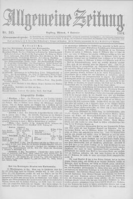 Allgemeine Zeitung Mittwoch 2. September 1874