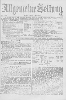 Allgemeine Zeitung Dienstag 29. September 1874